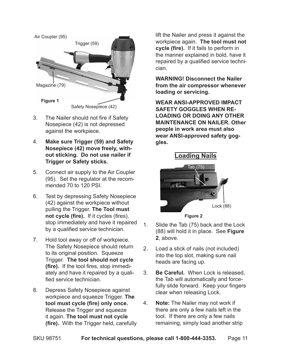 Harbor Freight Tools 3-IN-1 Air Framing Nailer 98751 User Manual | Page 11 / 18