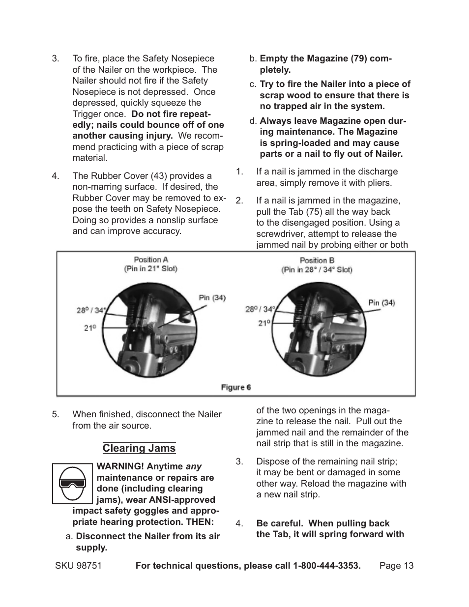 Harbor Freight Tools 3-IN-1 Air Framing Nailer 98751 User Manual | Page 13 / 18
