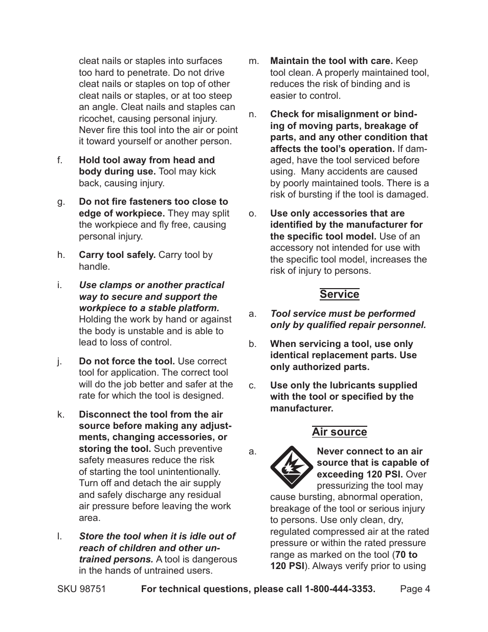 Harbor Freight Tools 3-IN-1 Air Framing Nailer 98751 User Manual | Page 4 / 18