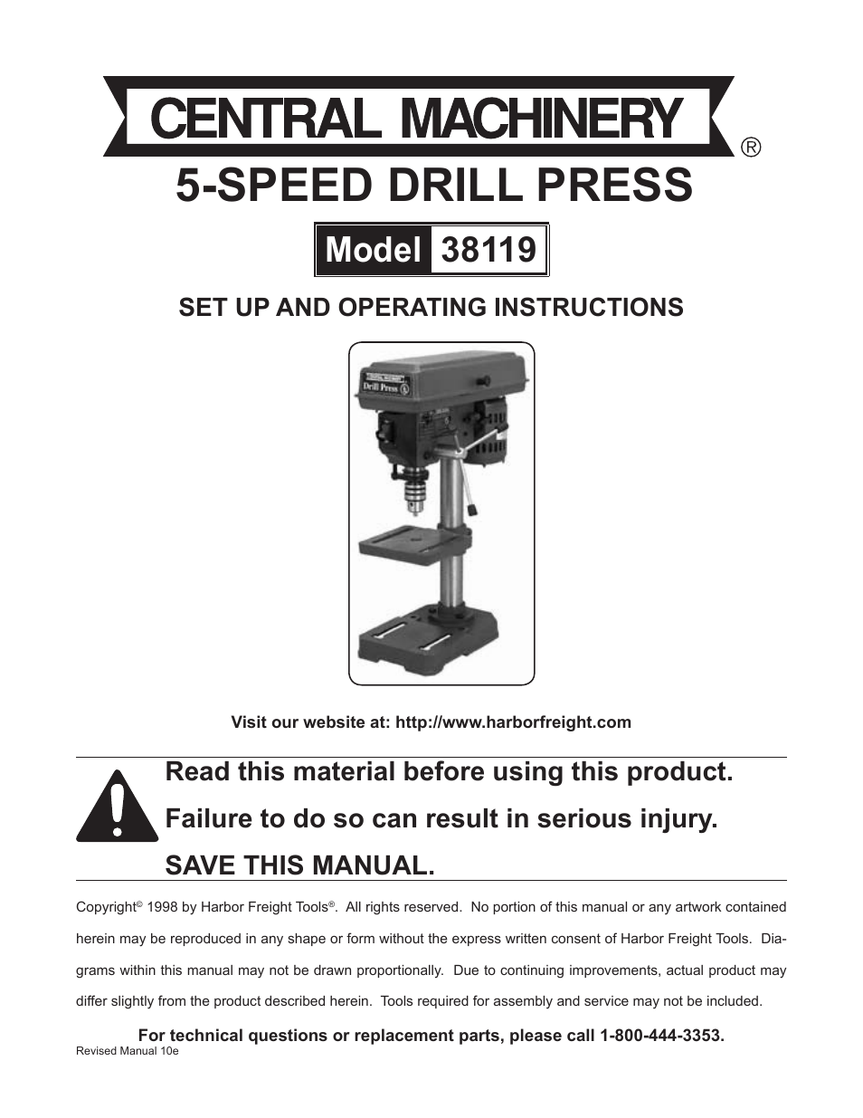 Harbor Freight Tools 38119 User Manual | 19 pages