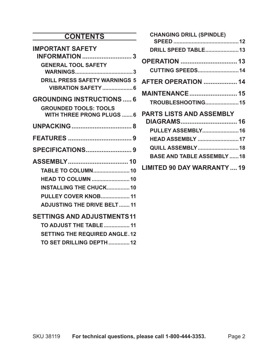 Harbor Freight Tools 38119 User Manual | Page 2 / 19