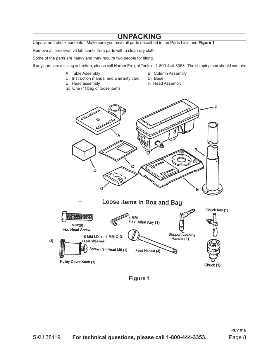 Unpacking | Harbor Freight Tools 38119 User Manual | Page 8 / 19