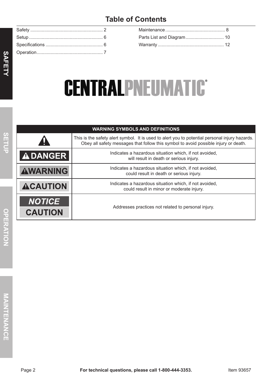 Harbor Freight Tools 93657 User Manual | Page 2 / 12