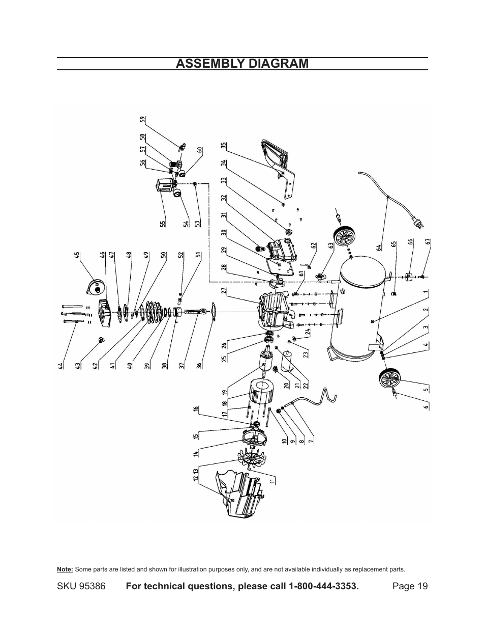 Assembly diagram | Harbor Freight Tools CENTRAL PNEAMATIC 95386 User Manual | Page 19 / 20