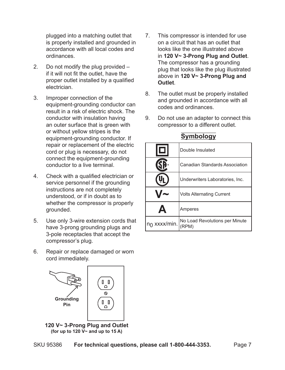 Harbor Freight Tools CENTRAL PNEAMATIC 95386 User Manual | Page 7 / 20