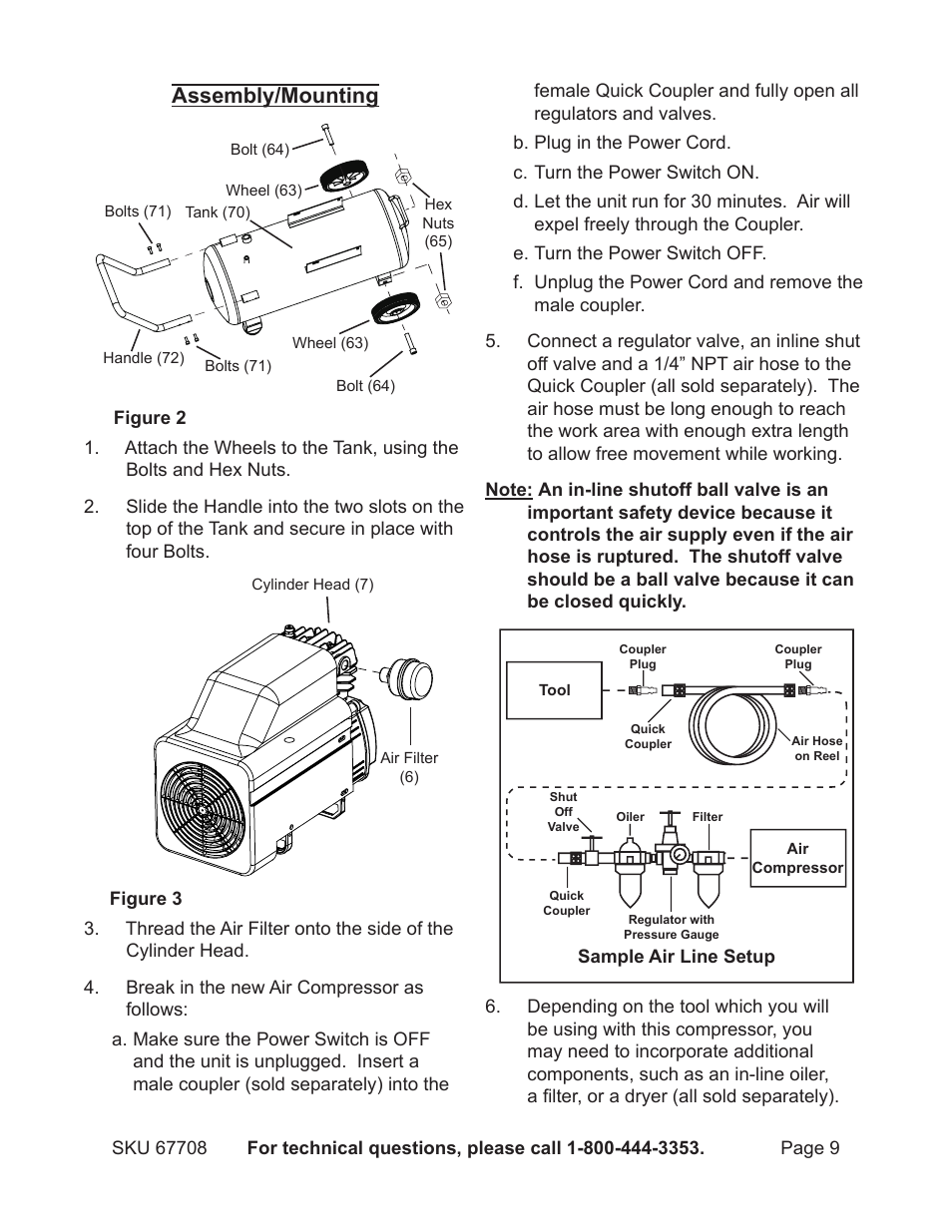 Assembly/mounting | Harbor Freight Tools 67708 User Manual | Page 9 / 20
