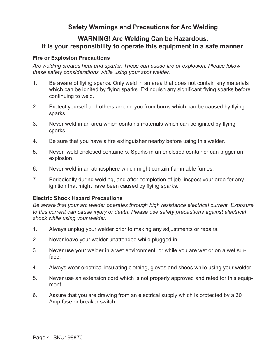 Harbor Freight Tools 98870 User Manual | Page 4 / 17