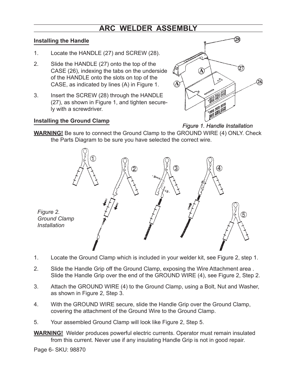 Arc welder assembly | Harbor Freight Tools 98870 User Manual | Page 6 / 17