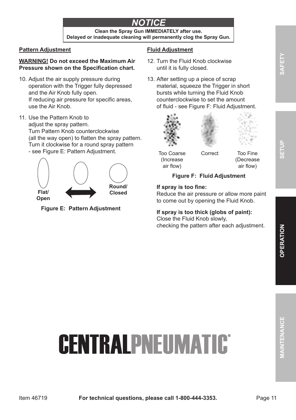 Notice | Harbor Freight Tools HVLP DETAIL SPRAY GUN 46719 User Manual | Page 11 / 20