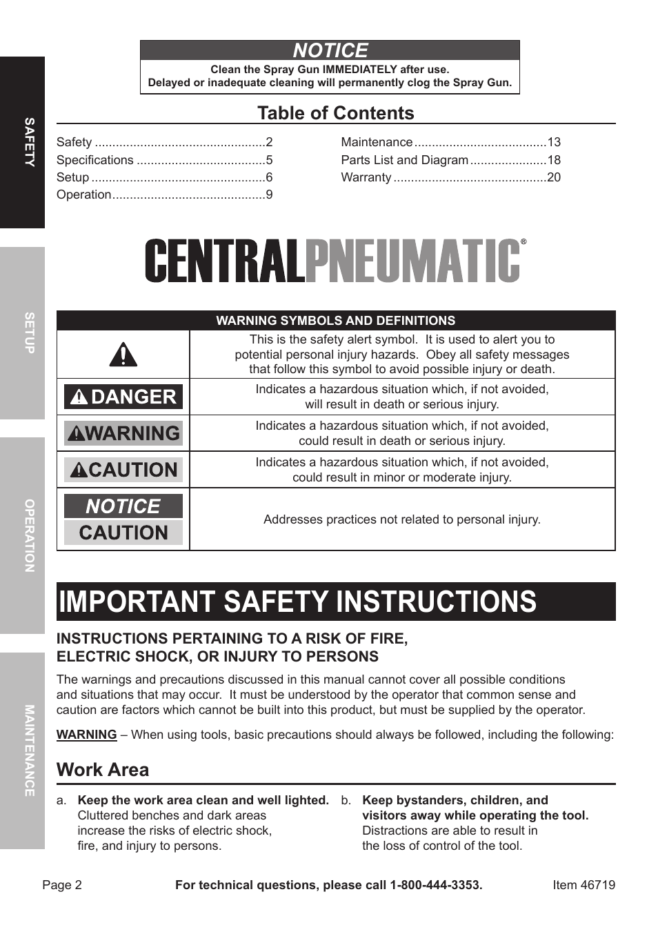 Harbor Freight Tools HVLP DETAIL SPRAY GUN 46719 User Manual | Page 2 / 20