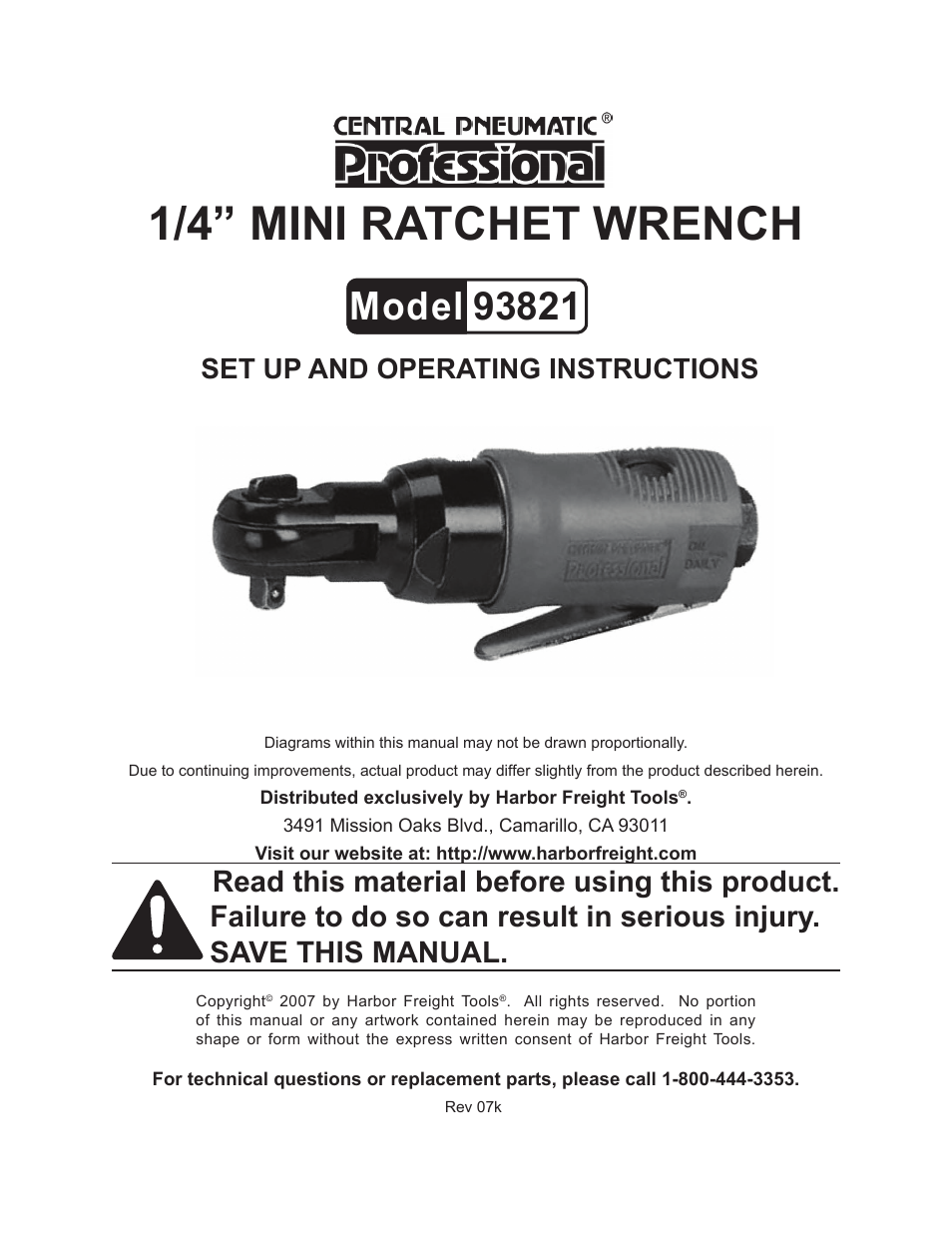 Harbor Freight Tools 93821 User Manual | 10 pages