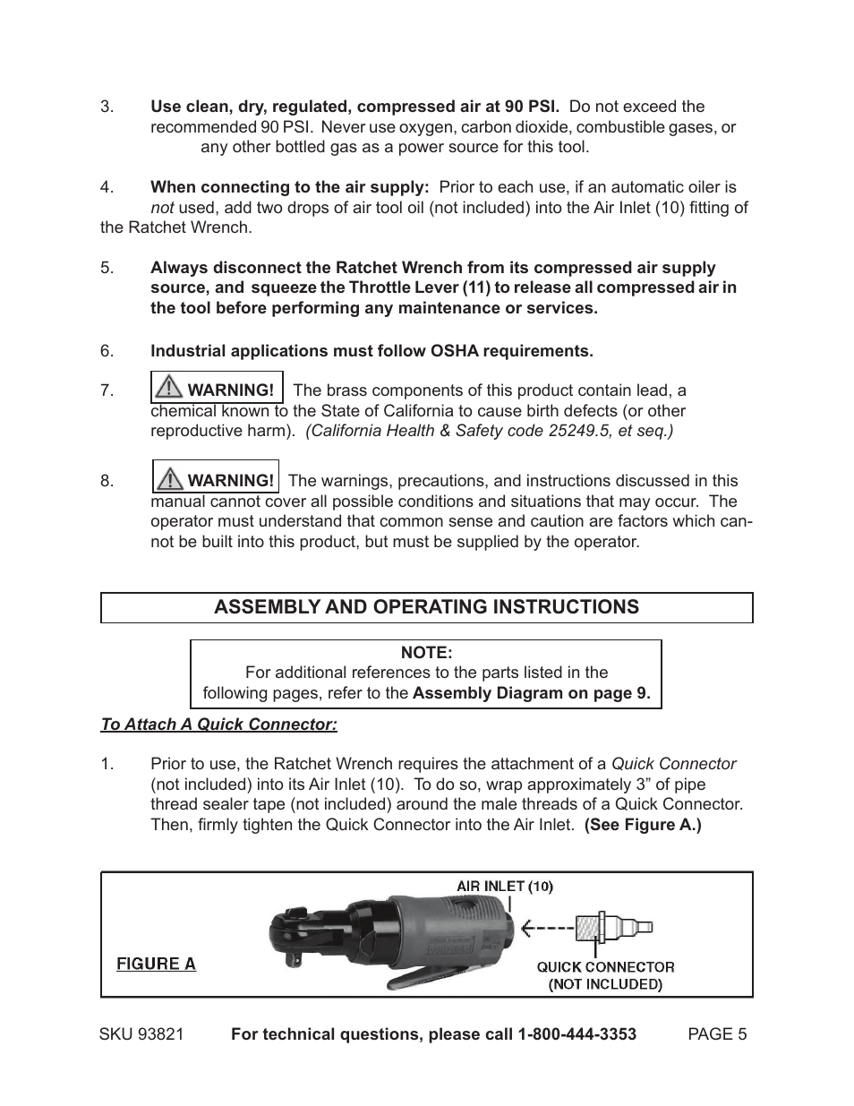 Harbor Freight Tools 93821 User Manual | Page 5 / 10