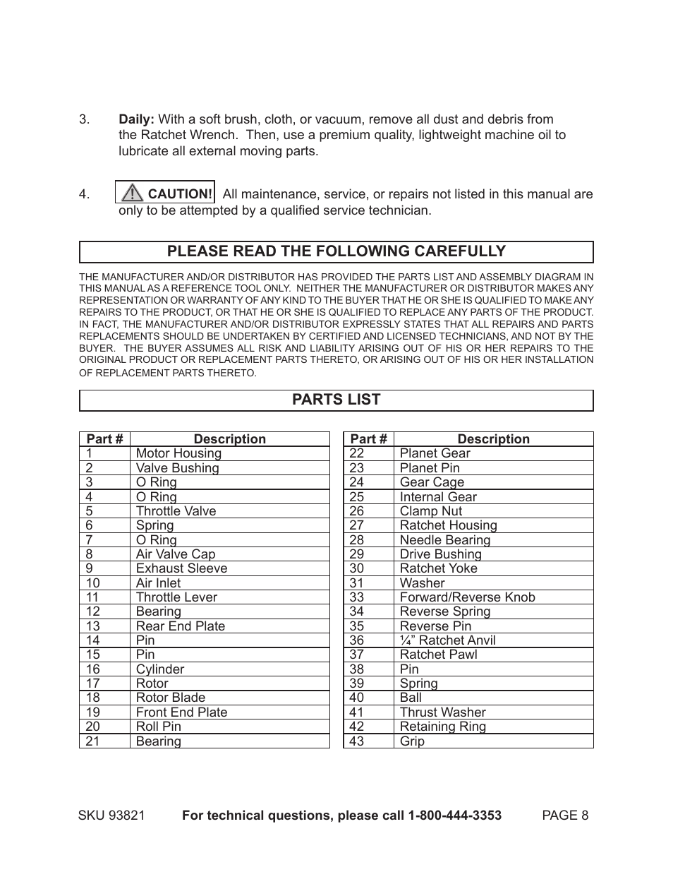 Harbor Freight Tools 93821 User Manual | Page 8 / 10