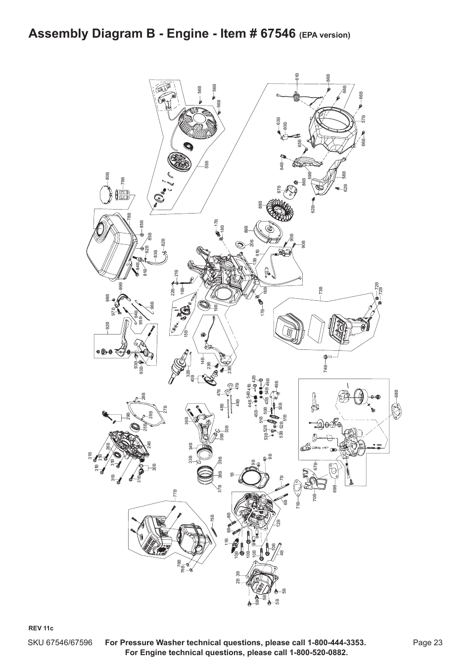 Epa version), Rev 11c | Harbor Freight Tools 67596 User Manual | Page 23 / 28