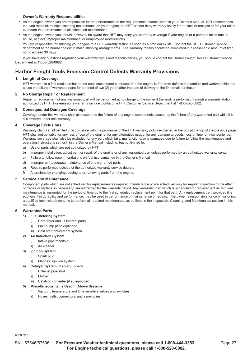Harbor Freight Tools 67596 User Manual | Page 27 / 28