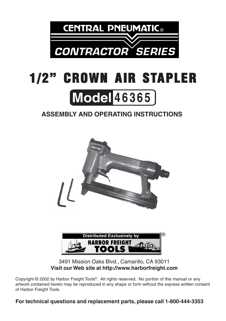 Harbor Freight Tools 46365 User Manual | 9 pages