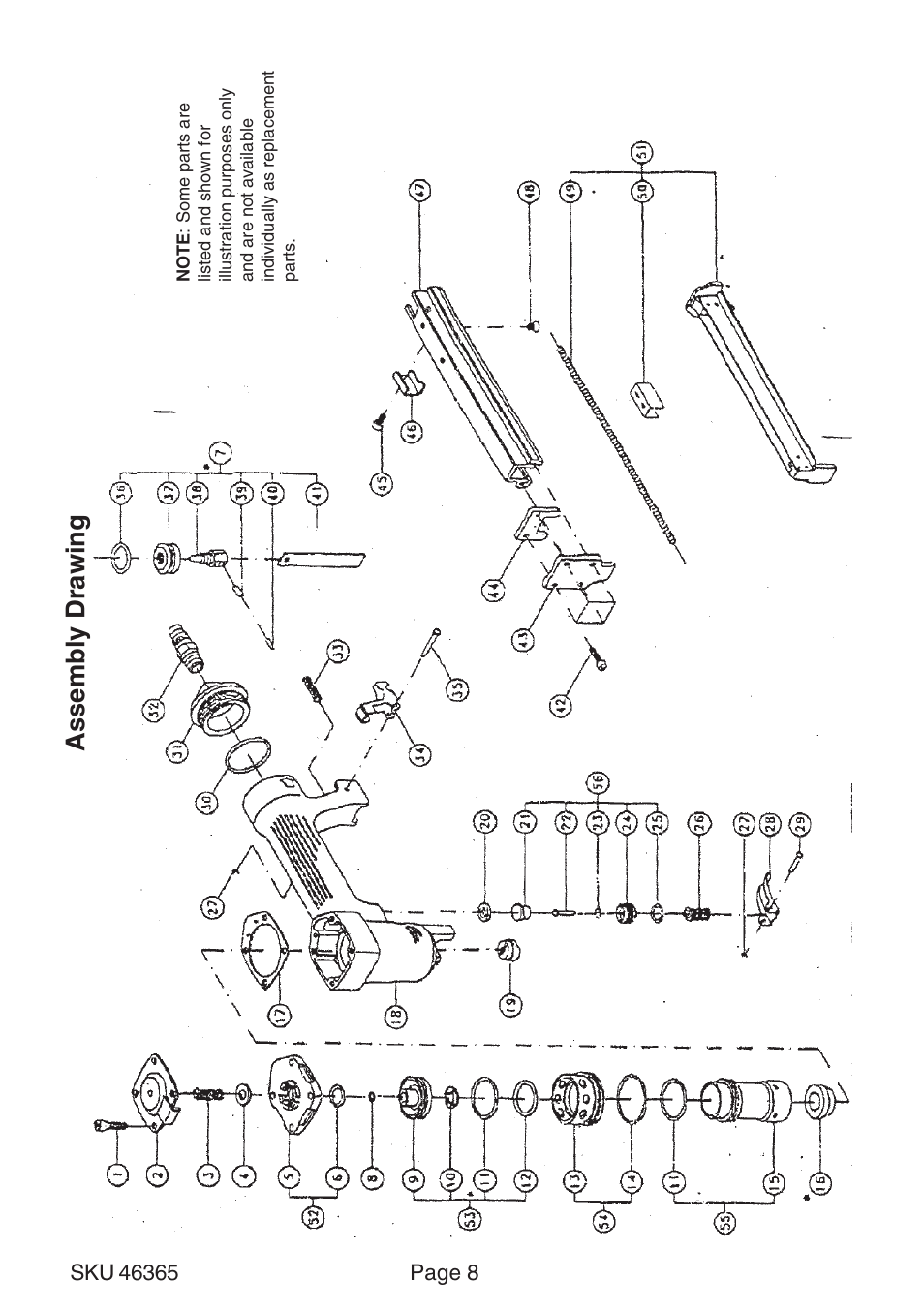 Assembly drawing | Harbor Freight Tools 46365 User Manual | Page 8 / 9