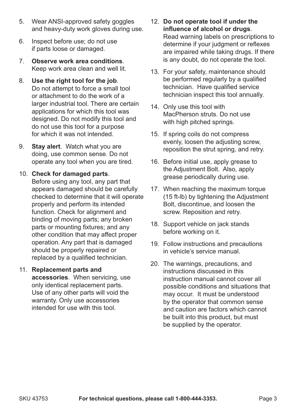 Harbor Freight Tools 43753 User Manual | Page 3 / 8
