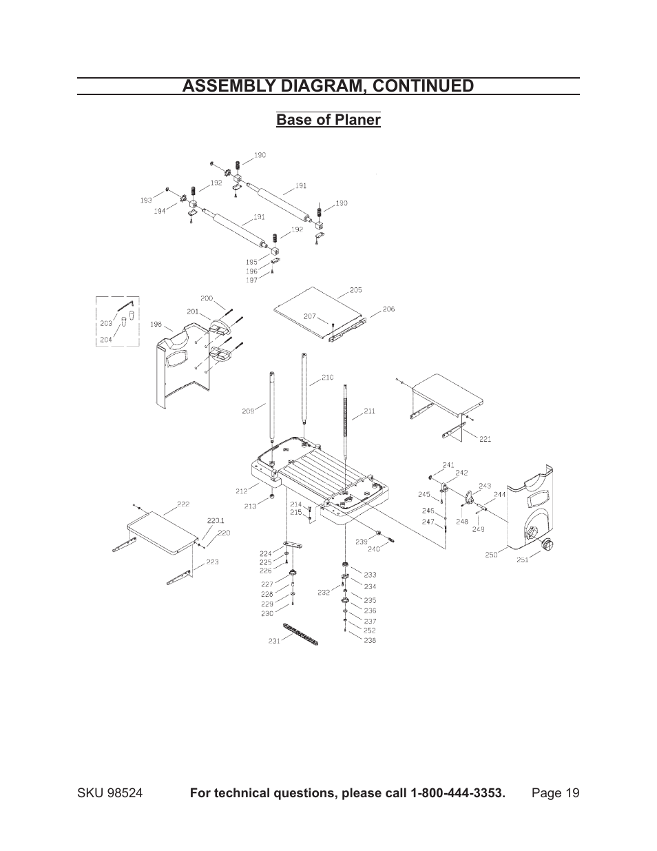 Assembly diagram, continued | Harbor Freight Tools CENTRAL MACHINERY 98524 User Manual | Page 19 / 20