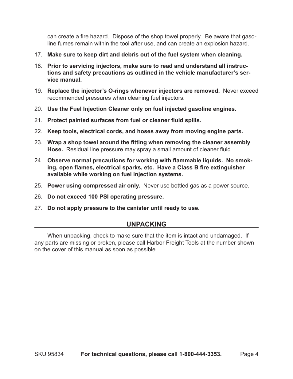 Harbor Freight Tools 95834 User Manual | Page 4 / 11