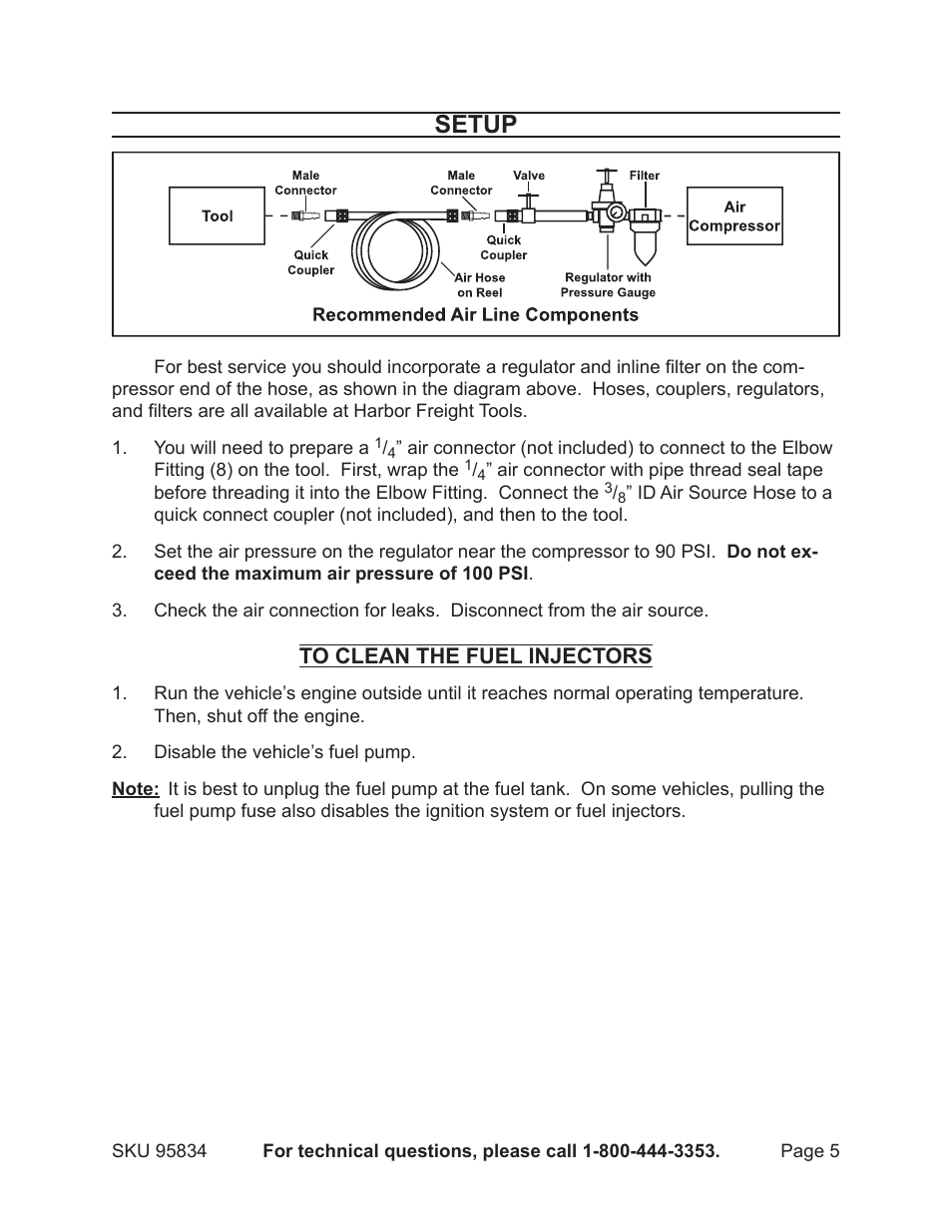 Setup | Harbor Freight Tools 95834 User Manual | Page 5 / 11