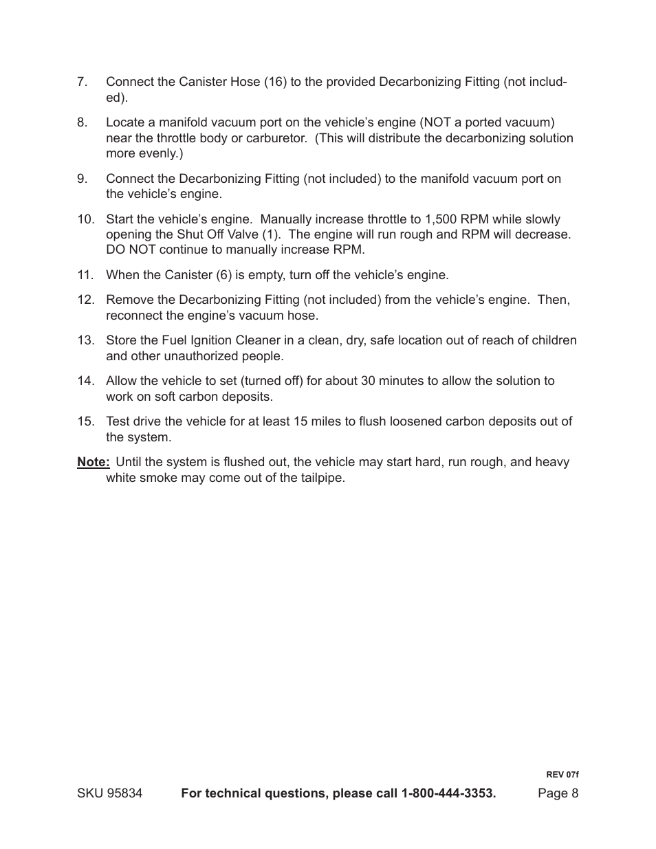 Harbor Freight Tools 95834 User Manual | Page 8 / 11