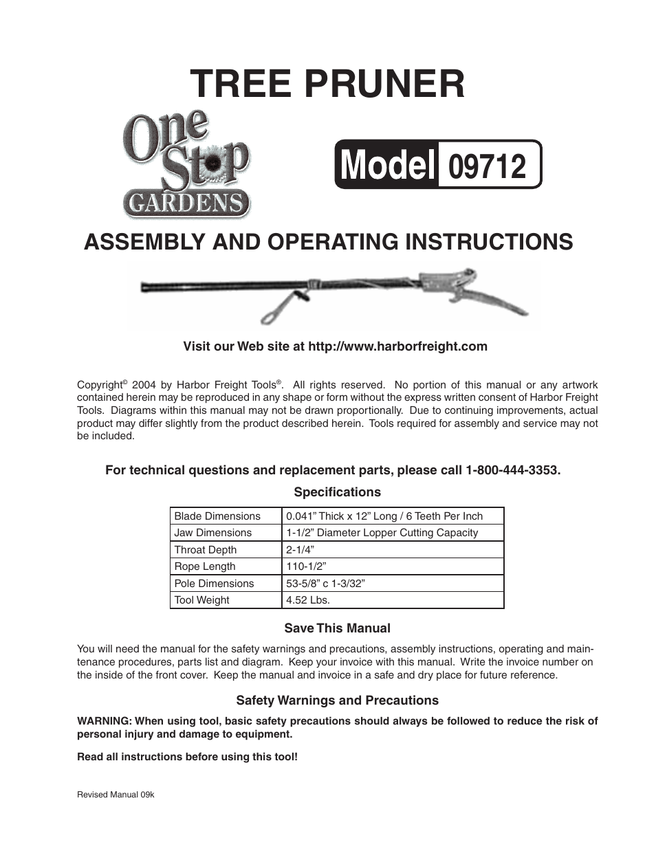 Harbor Freight Tools 9712 User Manual | 4 pages