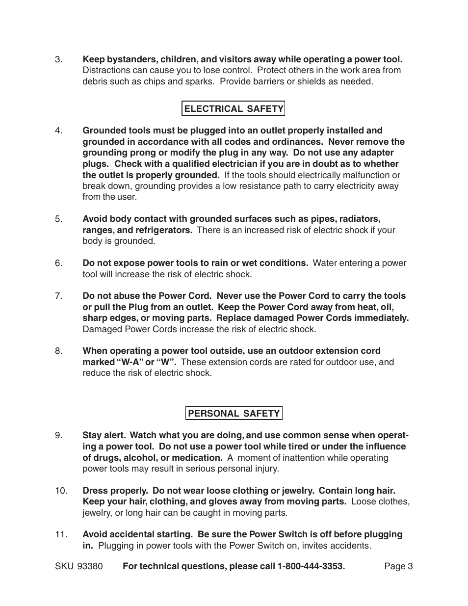 Harbor Freight Tools CENTRAL MACHINERY 93380 User Manual | Page 3 / 35