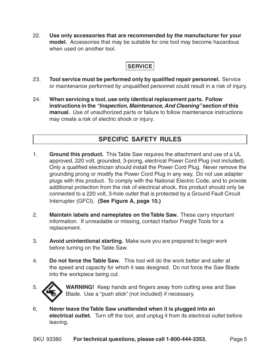 Harbor Freight Tools CENTRAL MACHINERY 93380 User Manual | Page 5 / 35