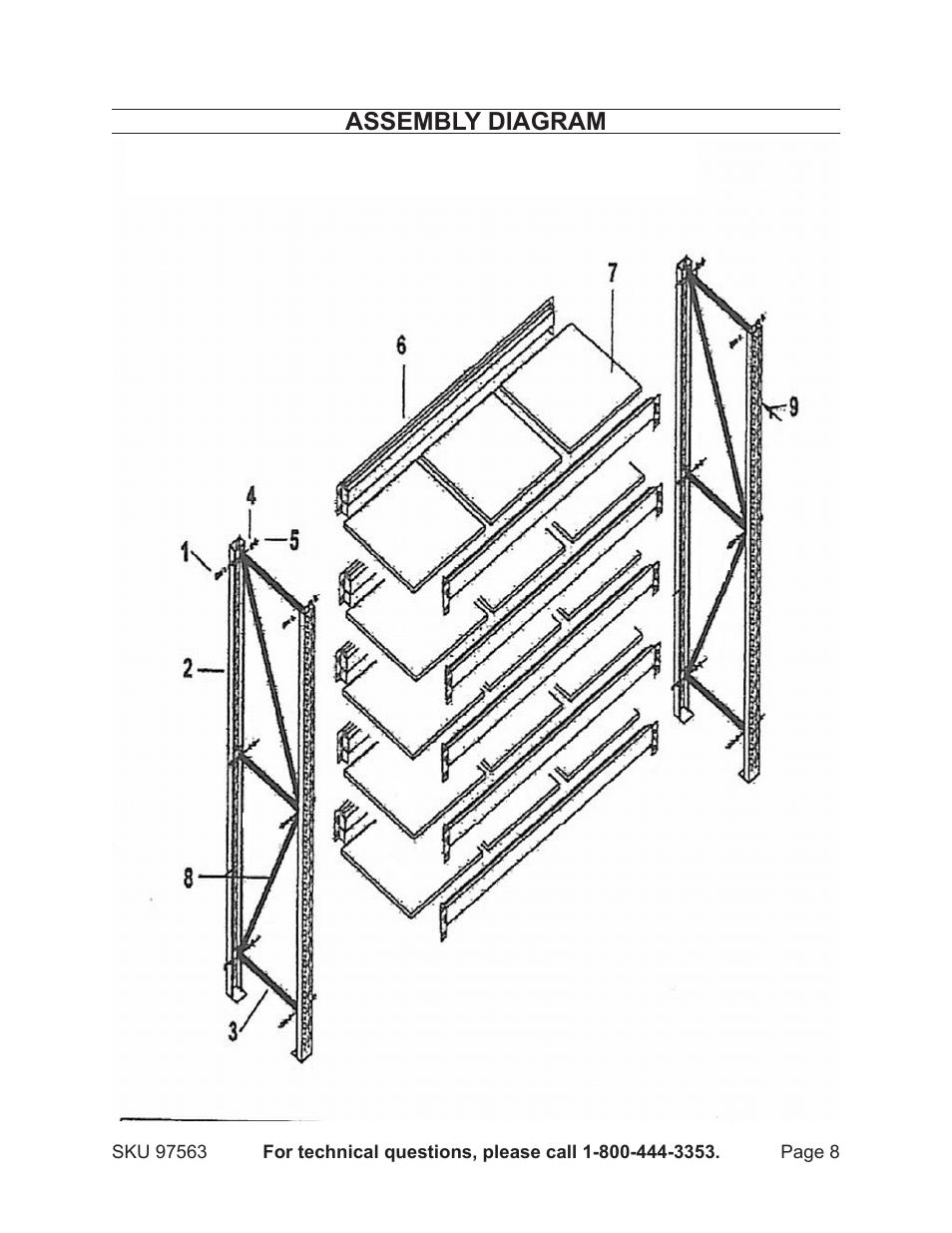 Assembly diagram | Harbor Freight Tools 97563 User Manual | Page 8 / 8