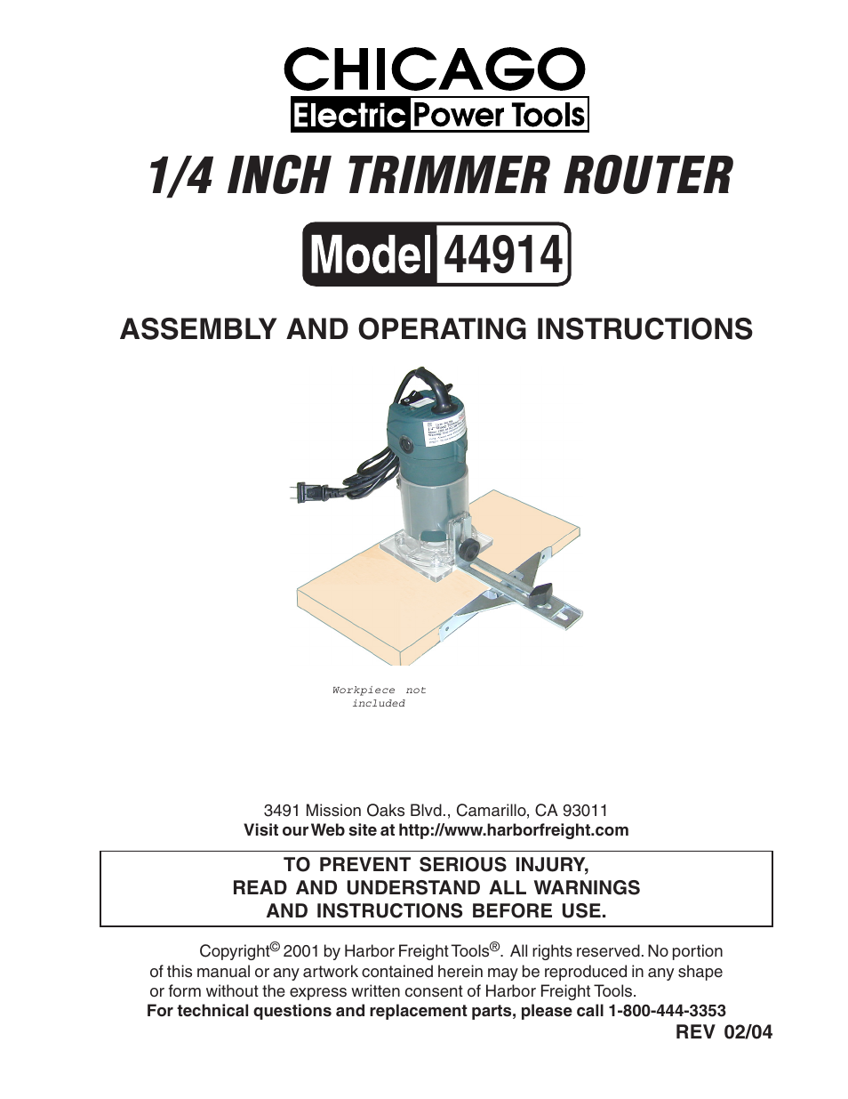 Harbor Freight Tools 44914 User Manual | 13 pages