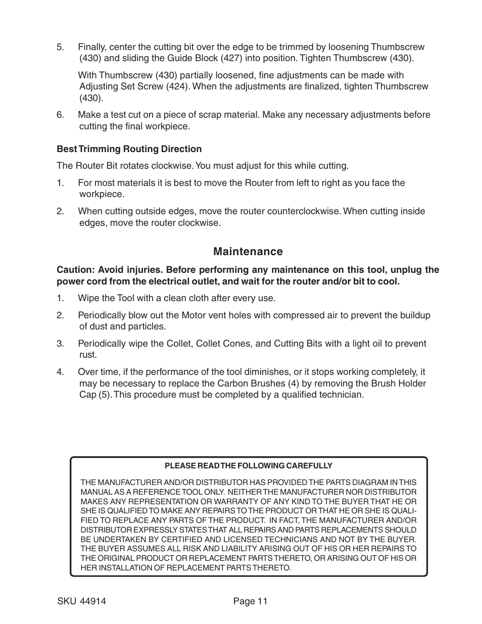 Harbor Freight Tools 44914 User Manual | Page 11 / 13