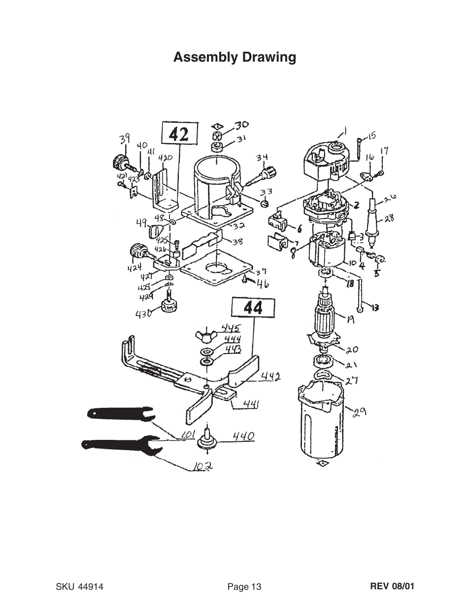 Assembly drawing | Harbor Freight Tools 44914 User Manual | Page 13 / 13