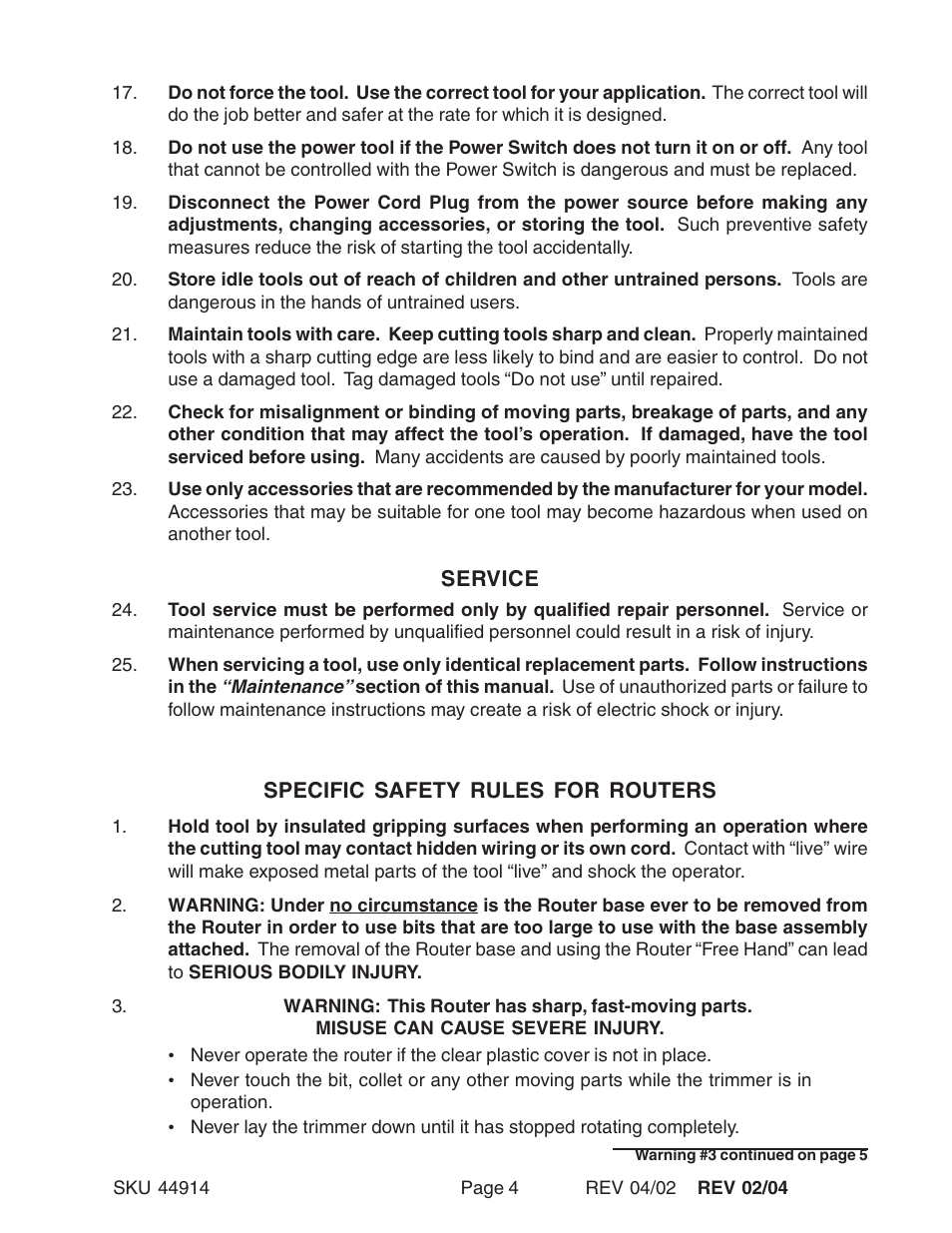 Harbor Freight Tools 44914 User Manual | Page 4 / 13