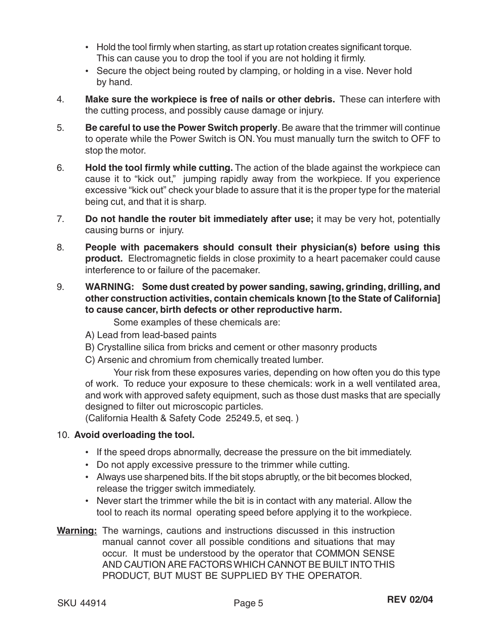 Harbor Freight Tools 44914 User Manual | Page 5 / 13