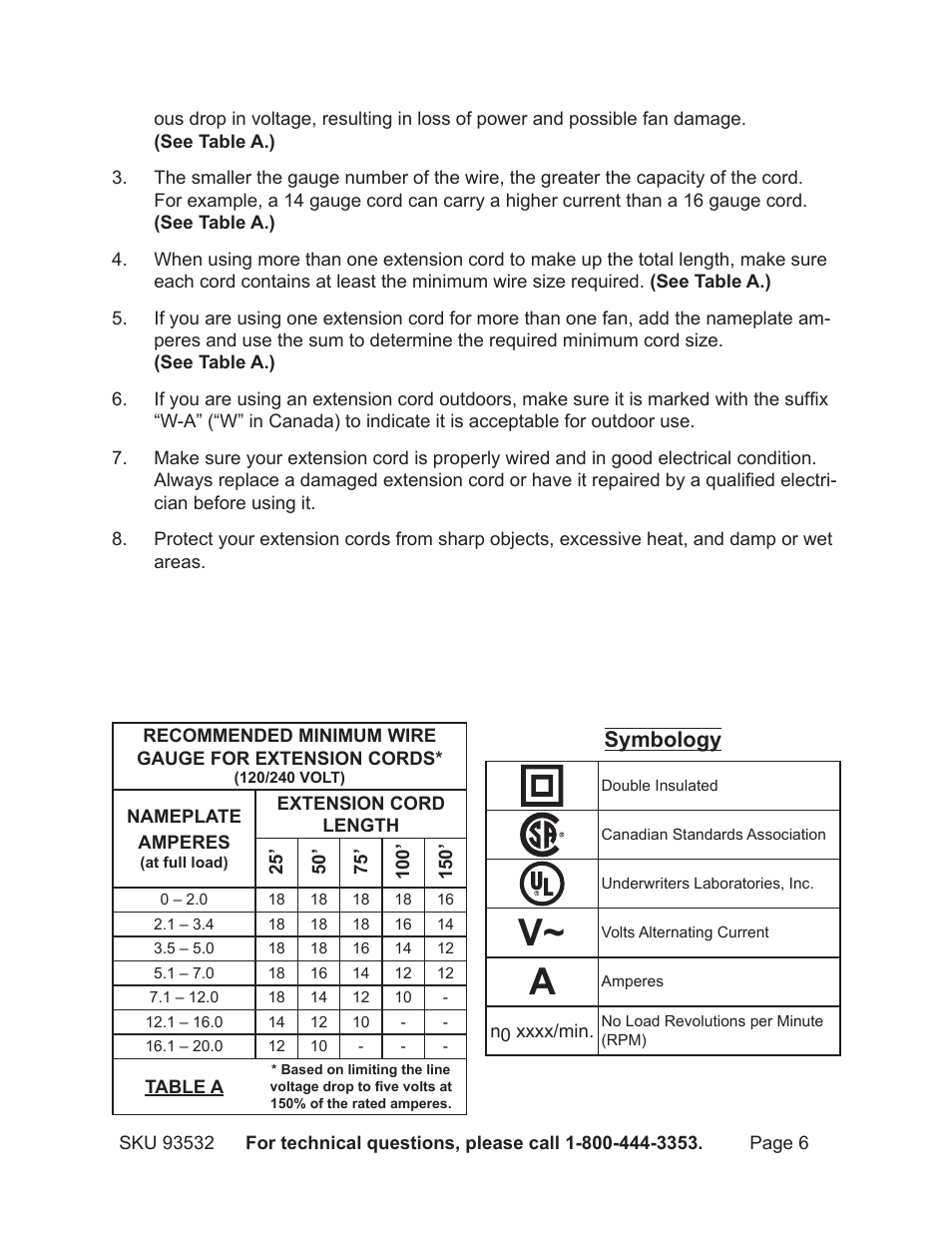 Symbology | Harbor Freight Tools 93532 User Manual | Page 6 / 9