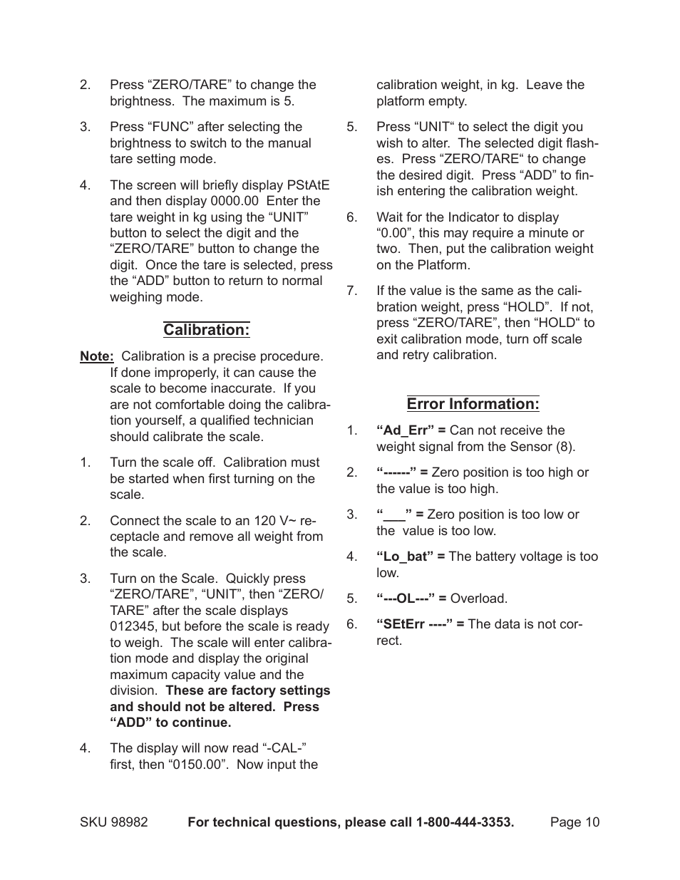 Harbor Freight Tools CEN-TECH 98982 User Manual | Page 10 / 13