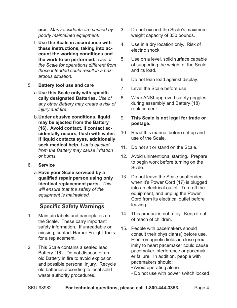 Harbor Freight Tools CEN-TECH 98982 User Manual | Page 4 / 13