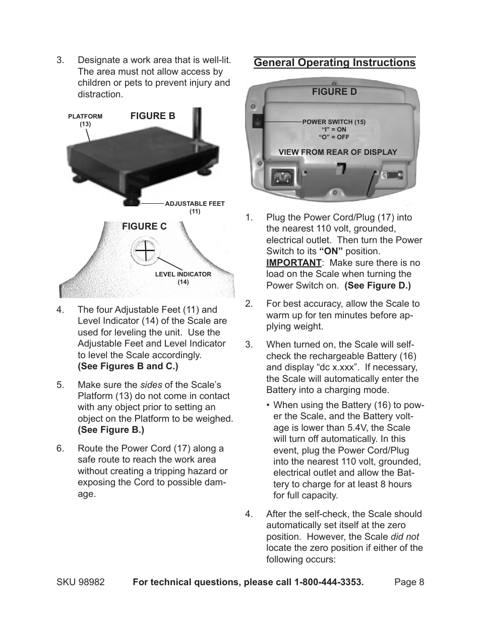 General operating instructions | Harbor Freight Tools CEN-TECH 98982 User Manual | Page 8 / 13
