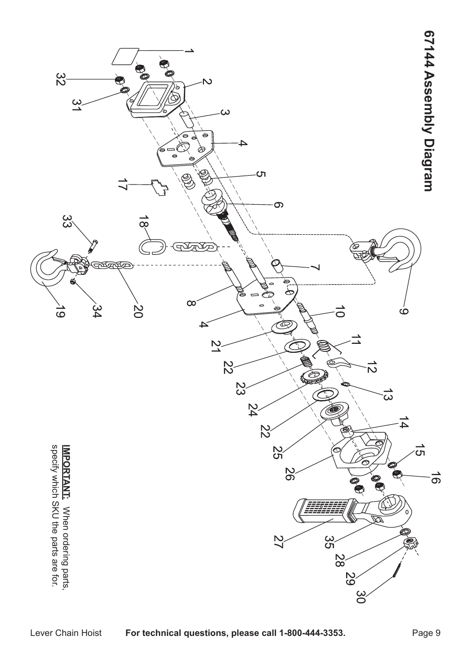 Harbor Freight Tools LEver Chain Hoist 69482 User Manual | Page 9 / 12