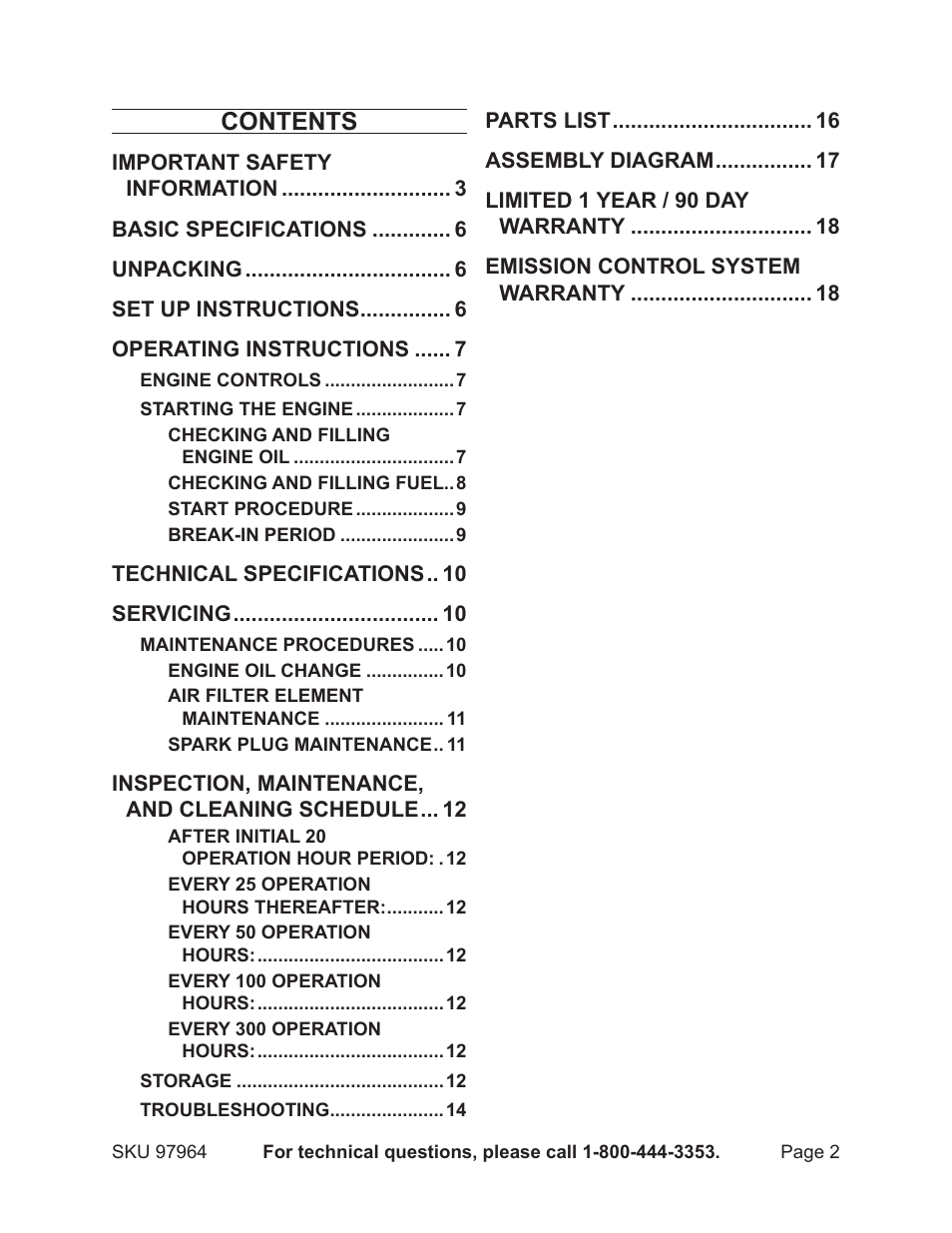 Harbor Freight Tools GREYHOUND 97964 User Manual | Page 2 / 20