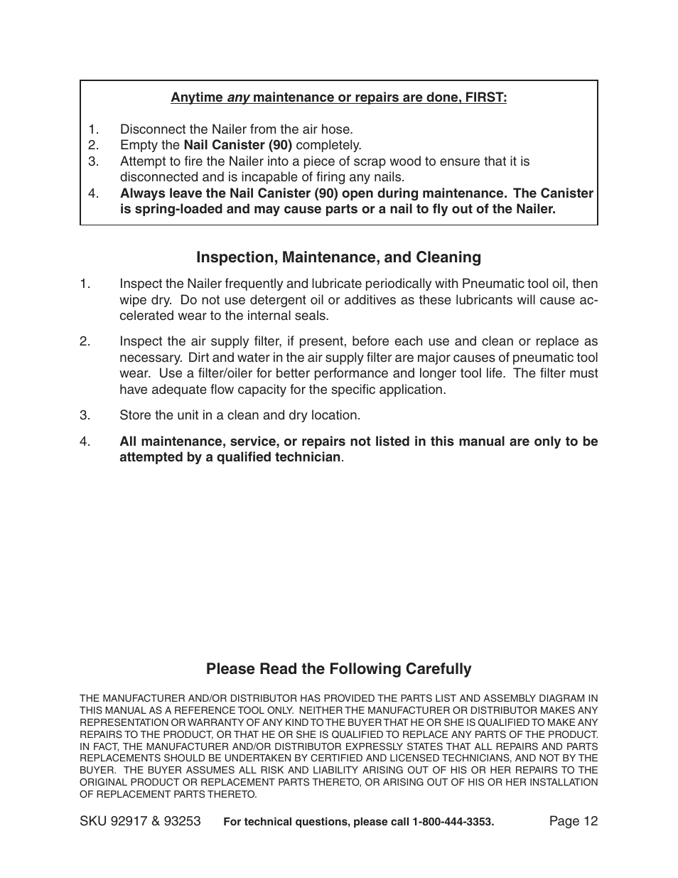 Harbor Freight Tools 93253 User Manual | Page 12 / 14