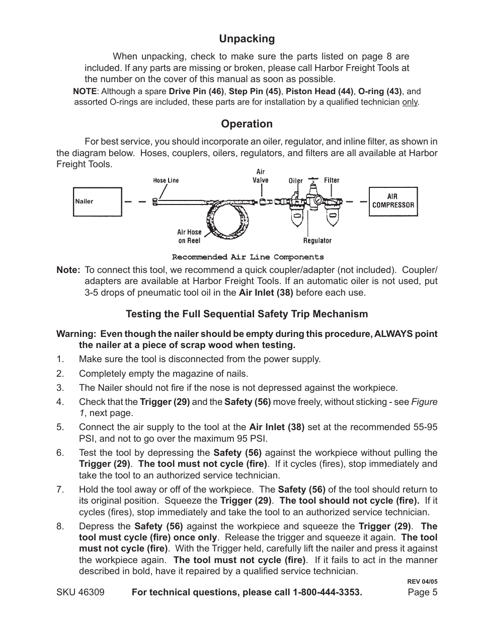 Harbor Freight Tools CENTRAL PNEUMATIC 46309 User Manual | Page 5 / 11