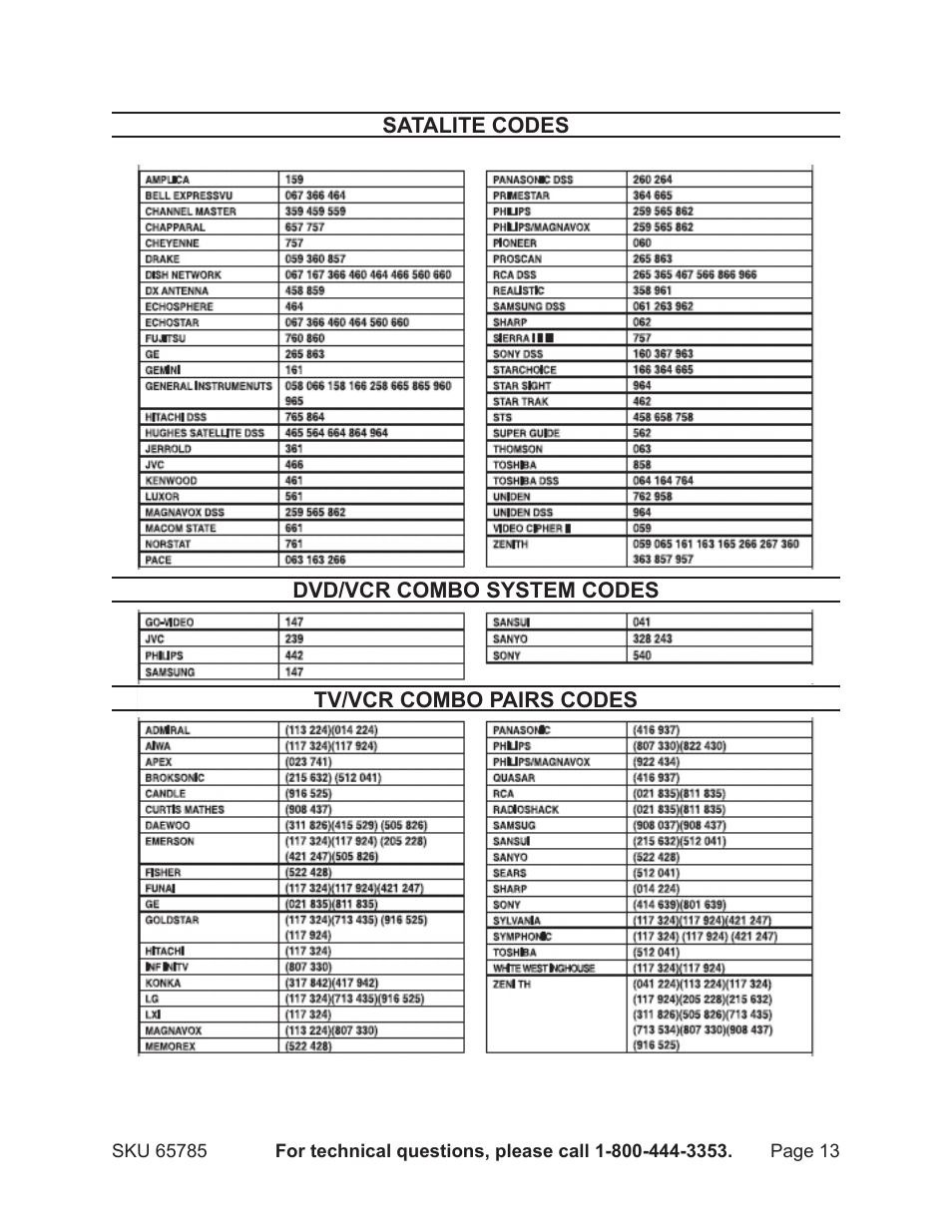 Harbor Freight Tools Jumbo Universal Remote Control 65785 User Manual | Page 13 / 13