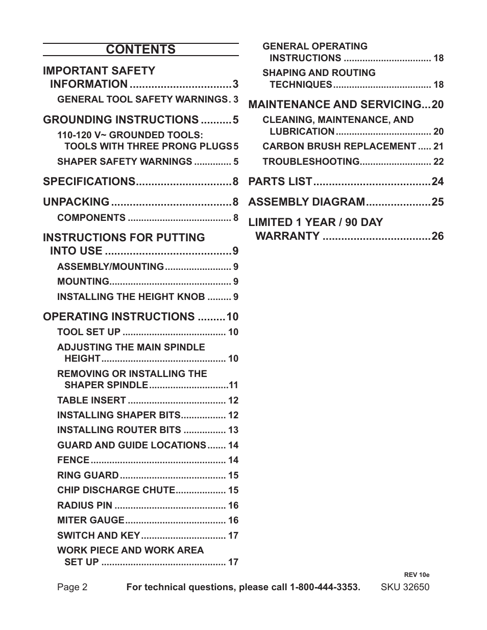 Harbor Freight Tools 32650 User Manual | Page 2 / 26