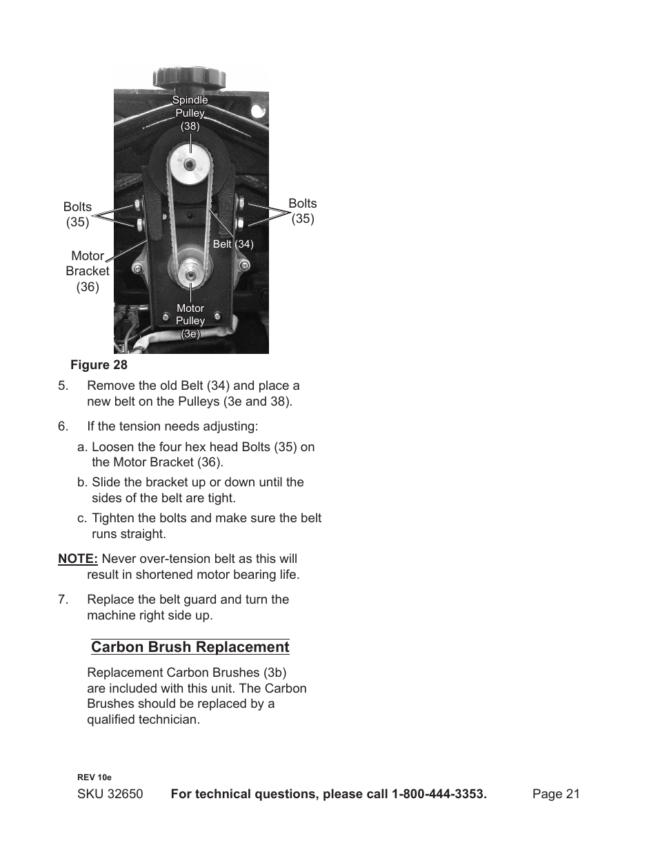 Carbon brush replacement | Harbor Freight Tools 32650 User Manual | Page 21 / 26