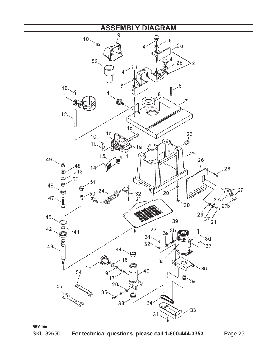 Assembly diagram | Harbor Freight Tools 32650 User Manual | Page 25 / 26