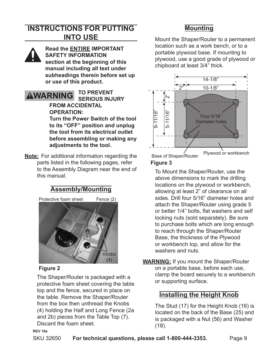 Instructions for putting into use | Harbor Freight Tools 32650 User Manual | Page 9 / 26