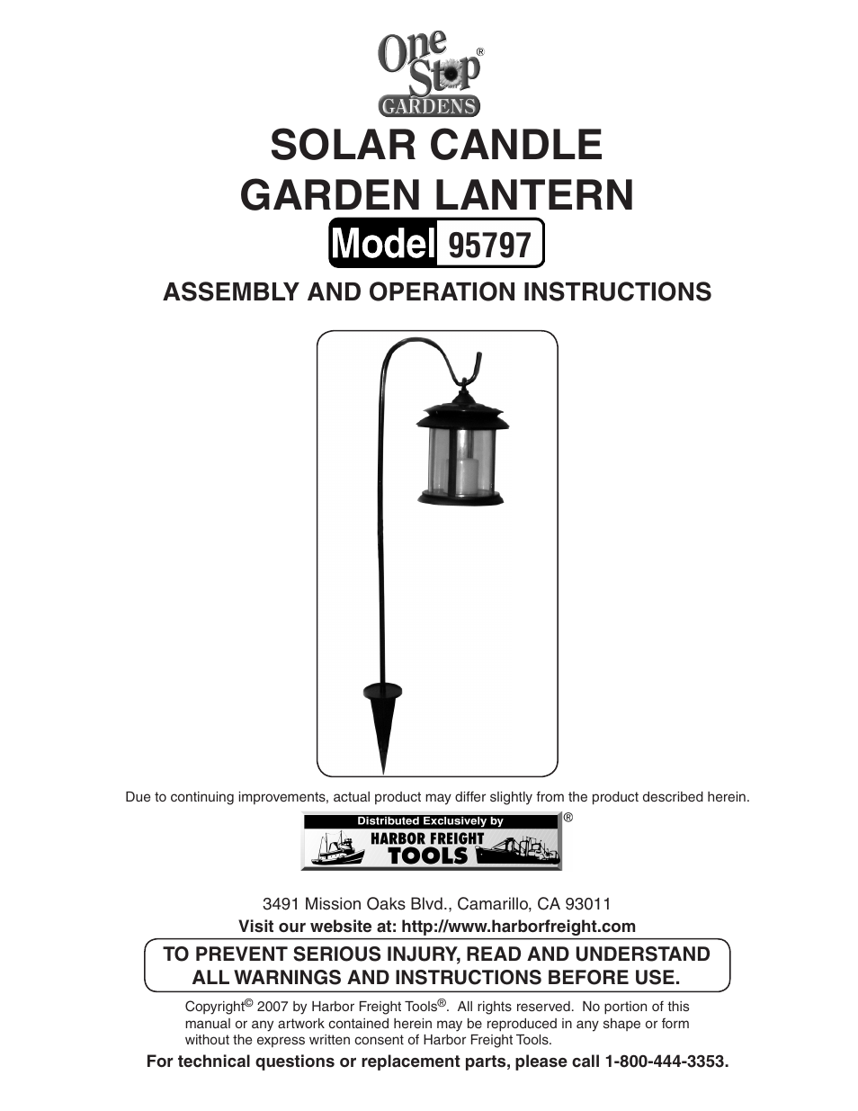 Harbor Freight Tools 95797 User Manual | 7 pages