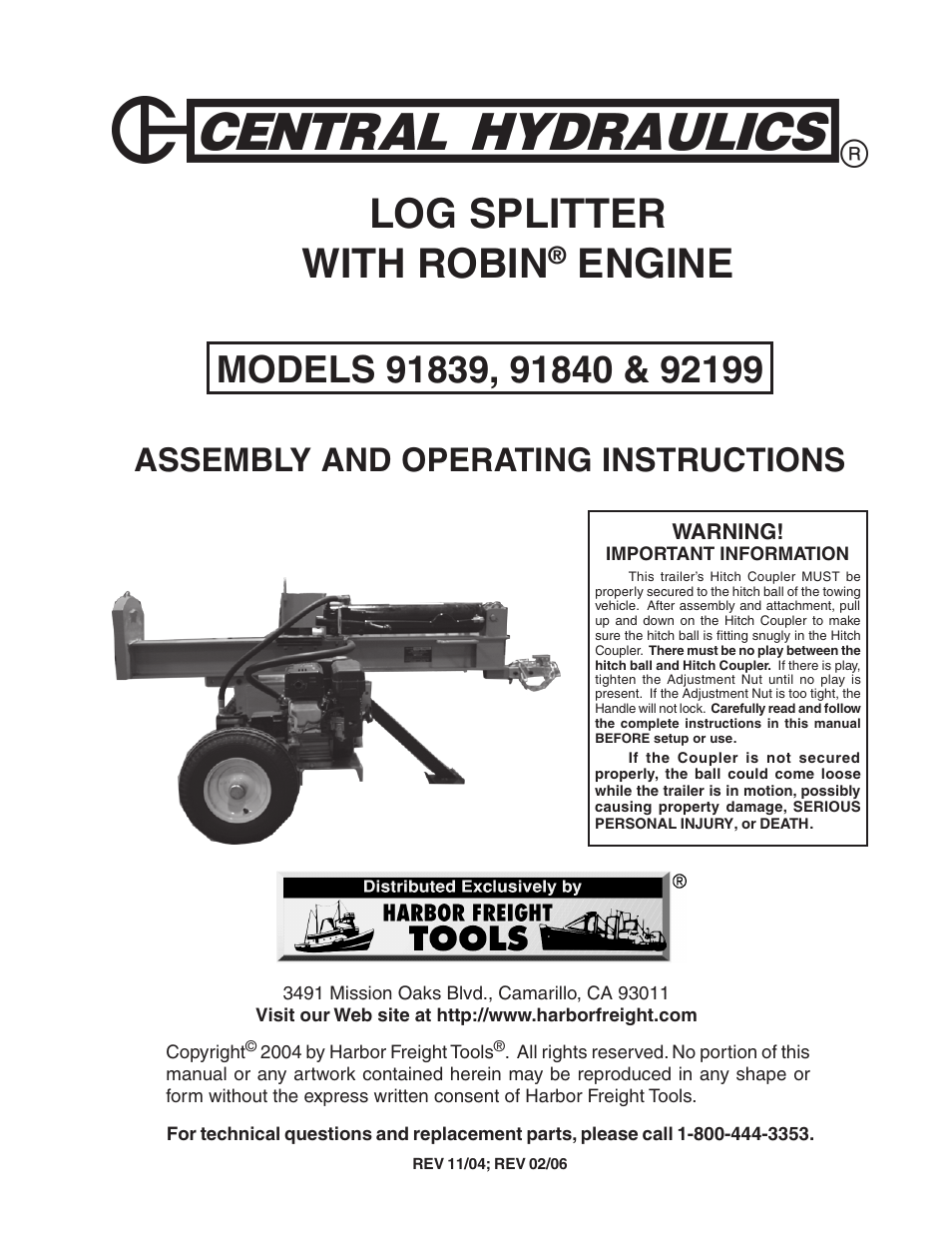 Harbor Freight Tools 92199 User Manual | 12 pages